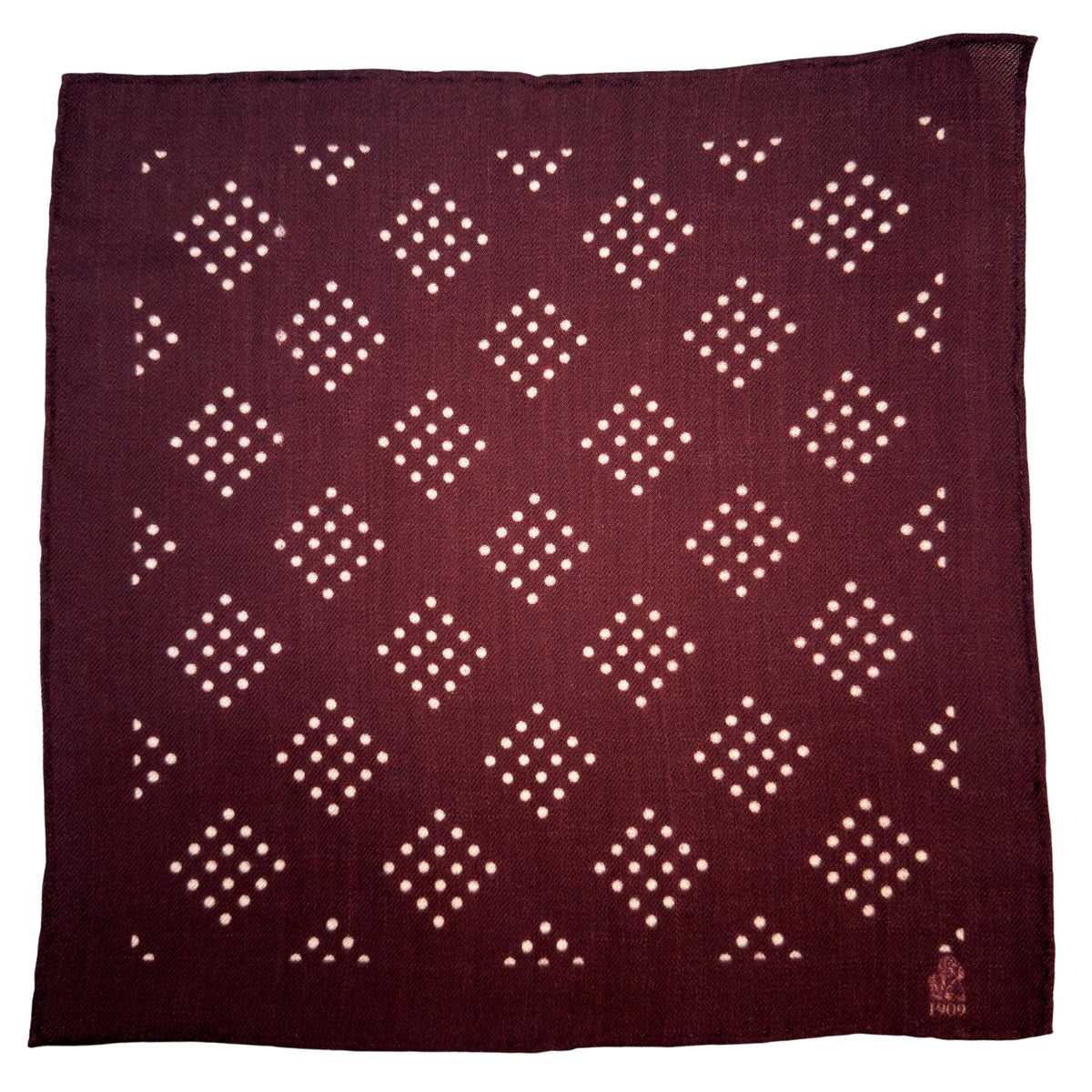 Hand rolled 12" Wool & Cashmere Handkerchief- Burgundy HANDKERCHIEFS Robert Old