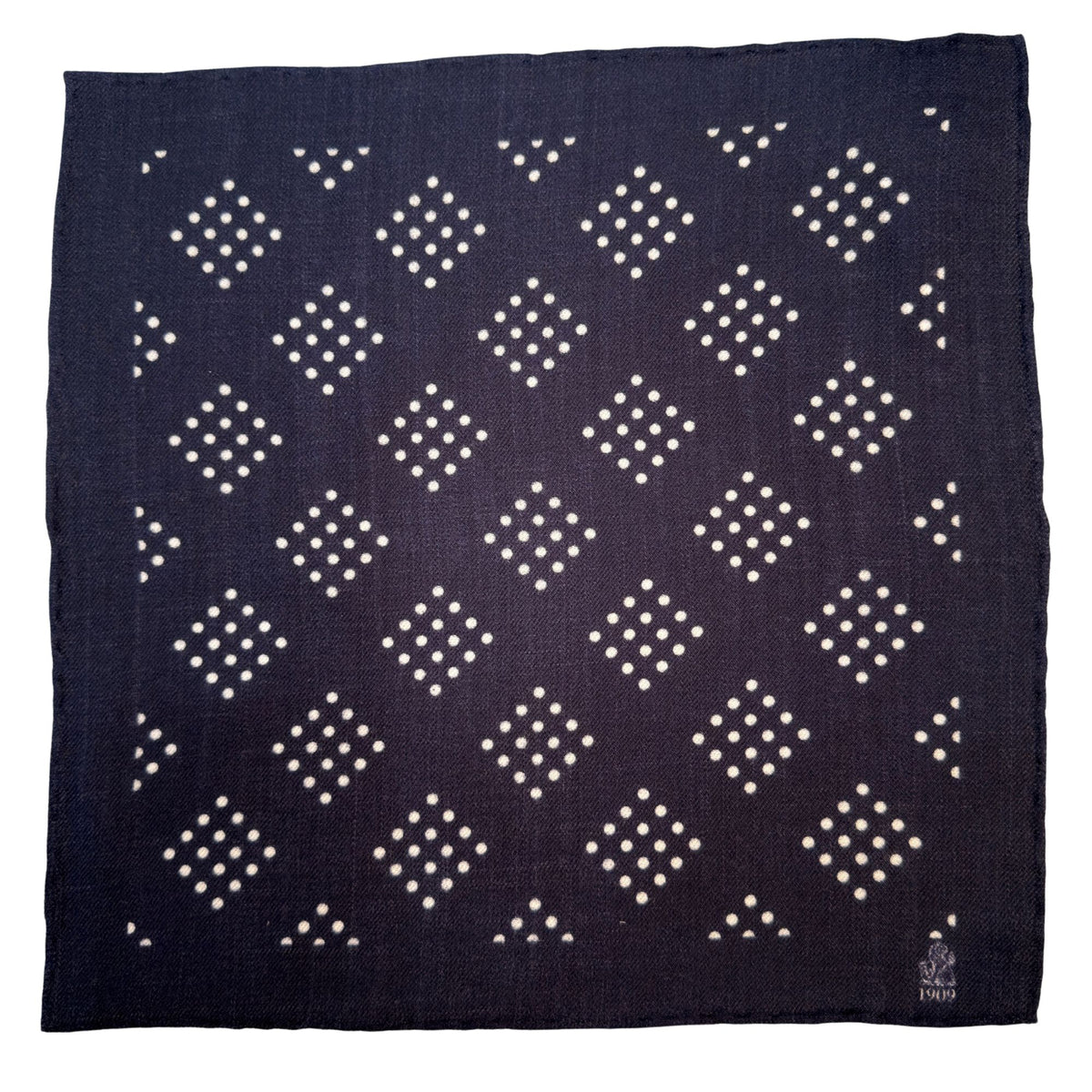Hand rolled 12" Wool & Cashmere Handkerchief- Navy HANDKERCHIEFS Robert Old