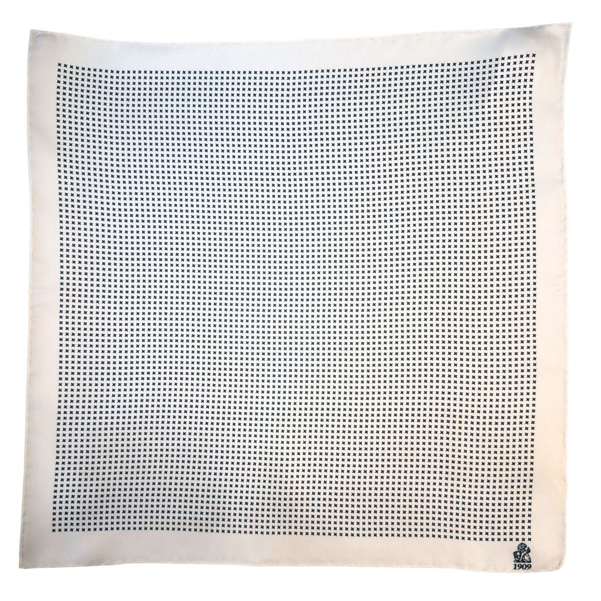Hand rolled 16" Silk Handkerchief - White & Black HANDKERCHIEFS Robert Old