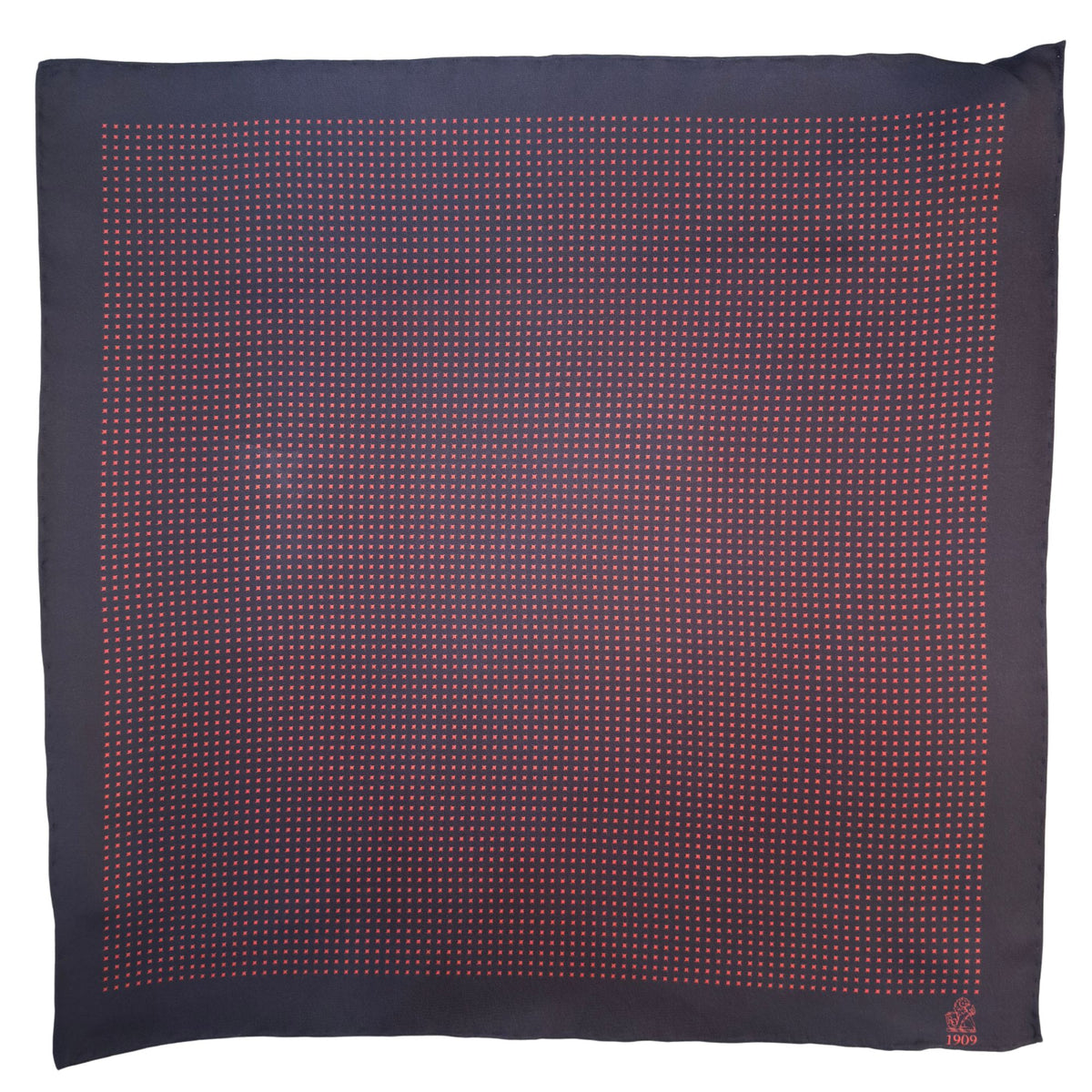 Hand rolled 16" Silk Handkerchief - Navy & Red HANDKERCHIEFS Robert Old