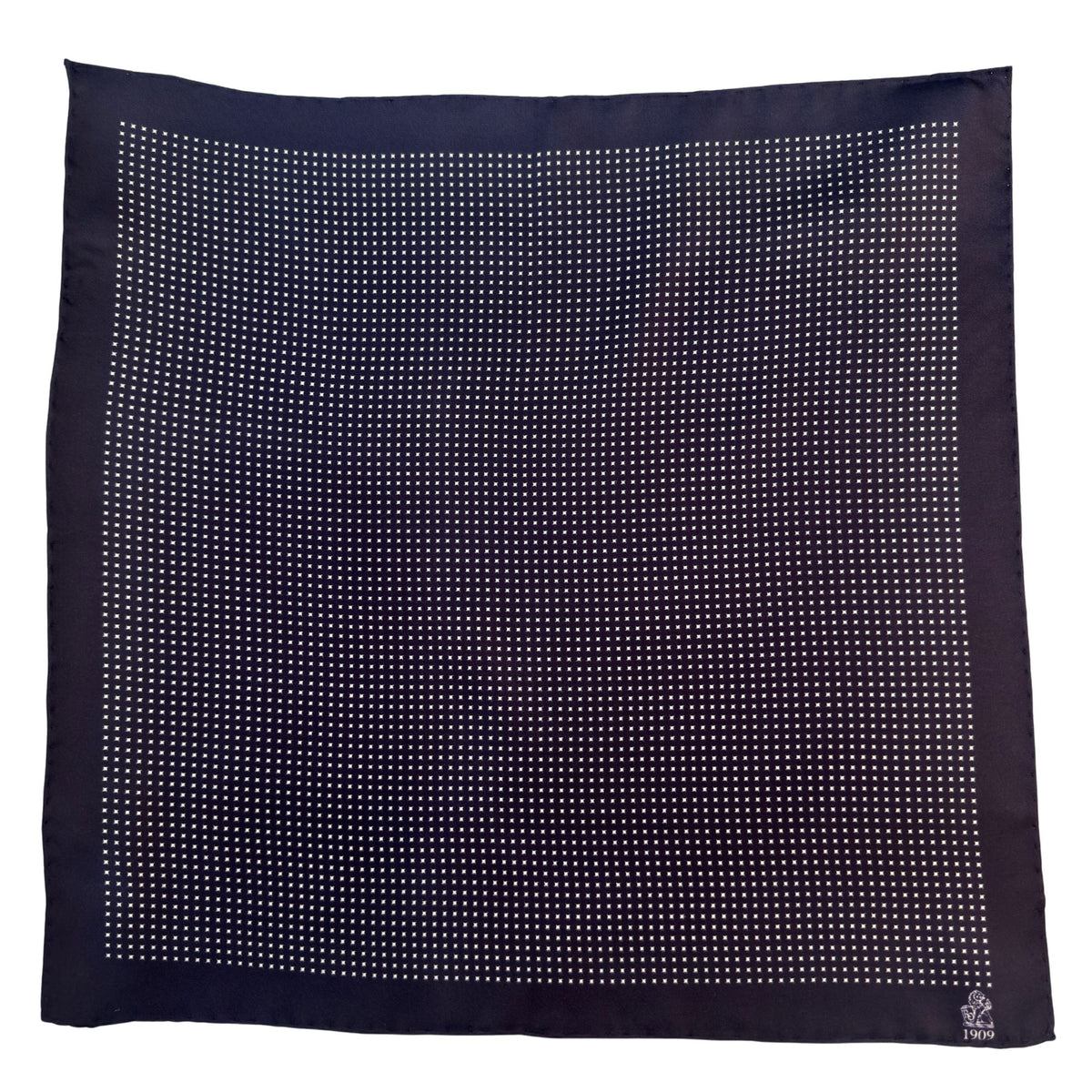 Hand rolled 16" Silk Handkerchief - Navy & White HANDKERCHIEFS Robert Old