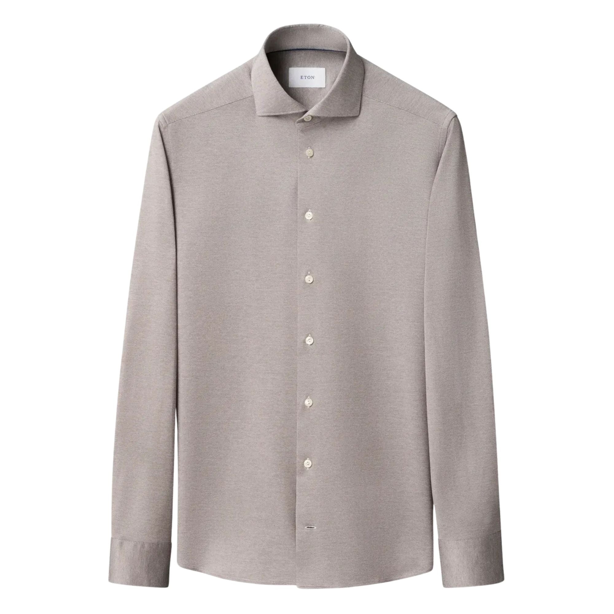 Eton - Brown Filo di Scozia Jersey Slim Fit Shirt L/S SHIRTS Eton