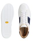 Woolrich - White & Navy Classic Court Calfskin Sneakers with Suede Details SHOES WOOLRICH