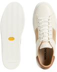Woolrich - Cream & Brown Classic Court Calfskin Sneakers with Suede Details SHOES WOOLRICH