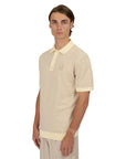 Sandbanks - Oat Two Tone 3 Button Knit Polo S/S POLOS Sandbanks