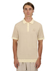 Sandbanks - Oat Two Tone 3 Button Knit Polo S/S POLOS Sandbanks