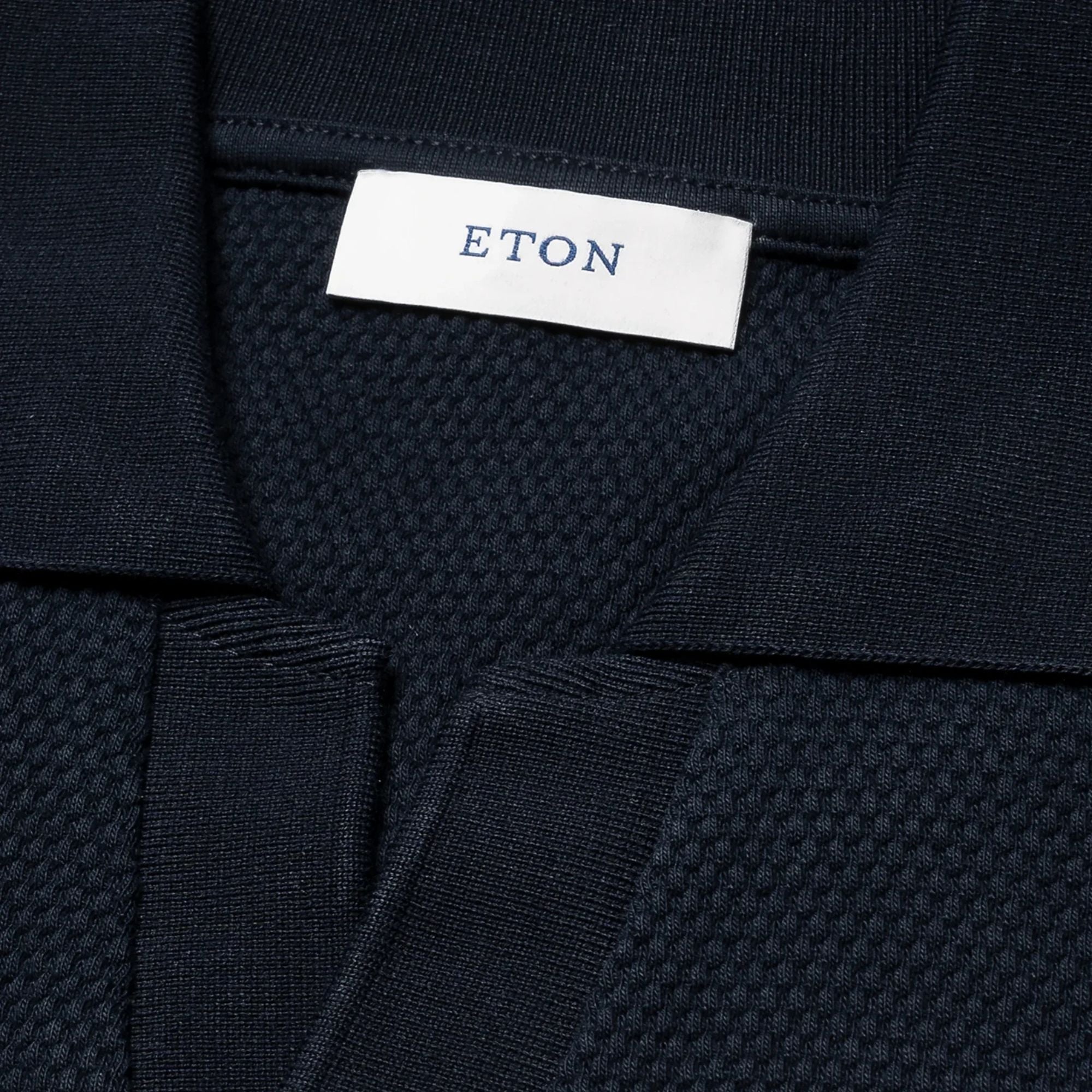 Eton - Navy Interlock Cotton Open Collar Knit Polo Shirt S/S POLOS Eton