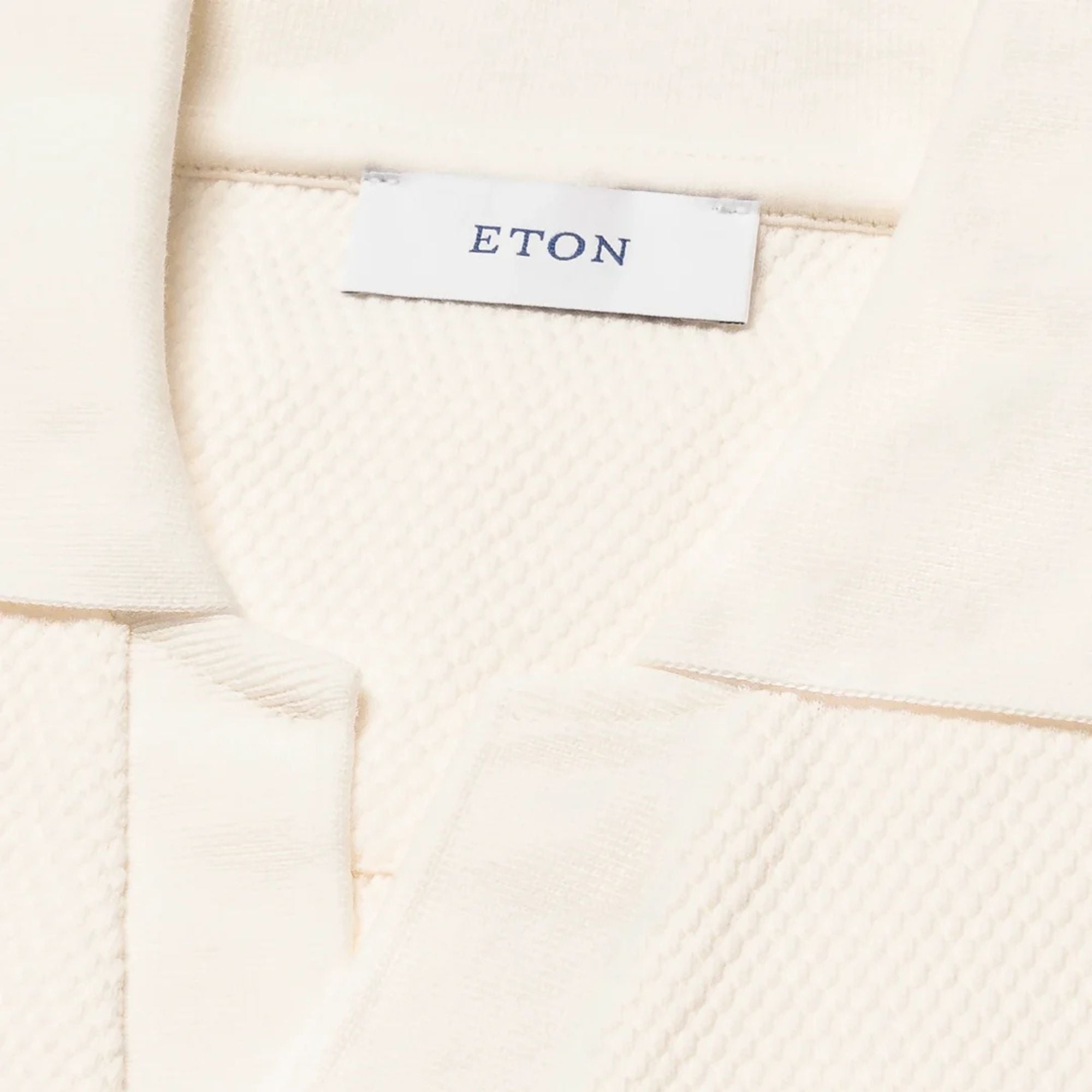 Eton - Off White Interlock Cotton Open Collar Knit Polo Shirt S/S POLOS Eton