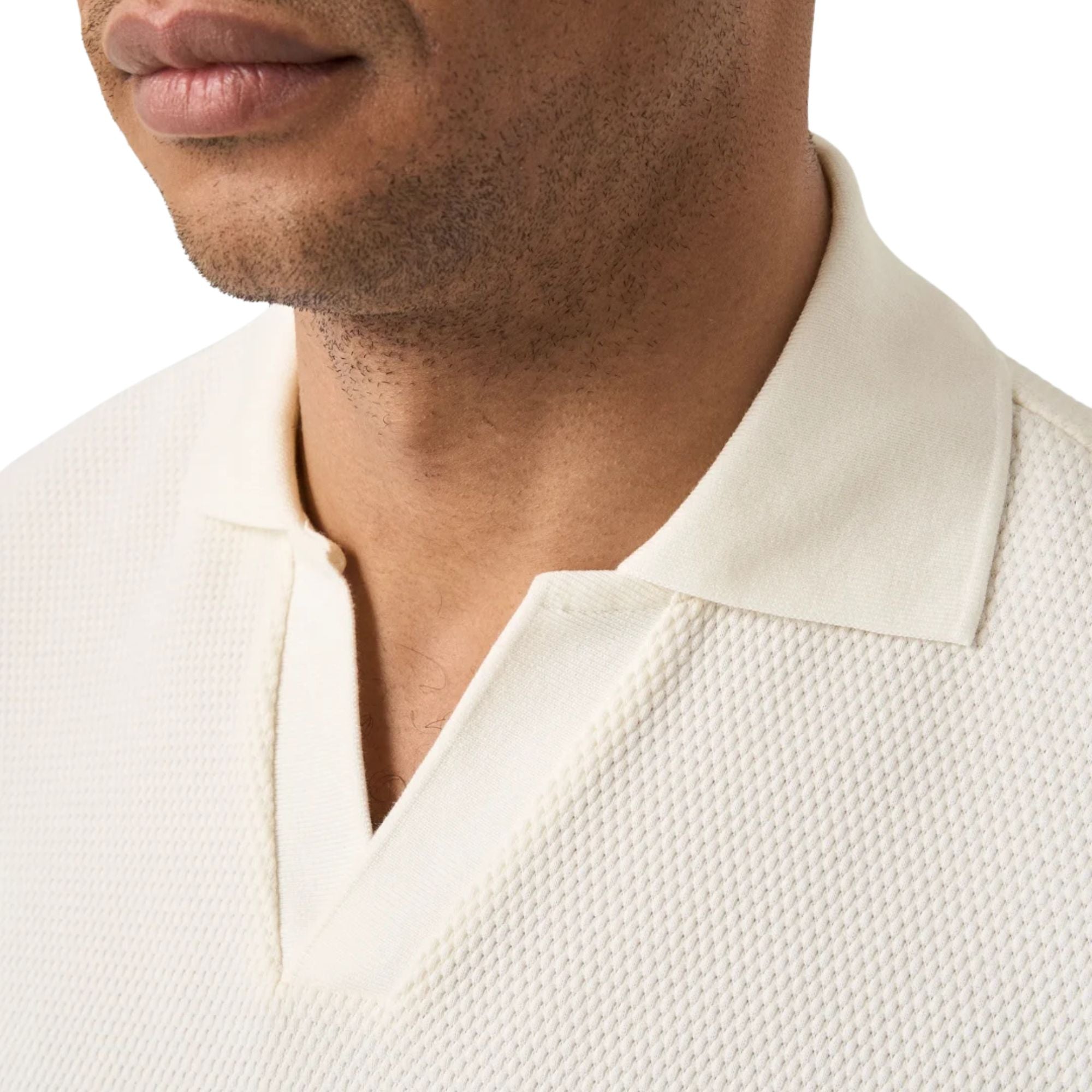 Eton - Off White Interlock Cotton Open Collar Knit Polo Shirt S/S POLOS Eton