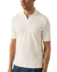 Eton - Off White Interlock Cotton Open Collar Knit Polo Shirt S/S POLOS Eton