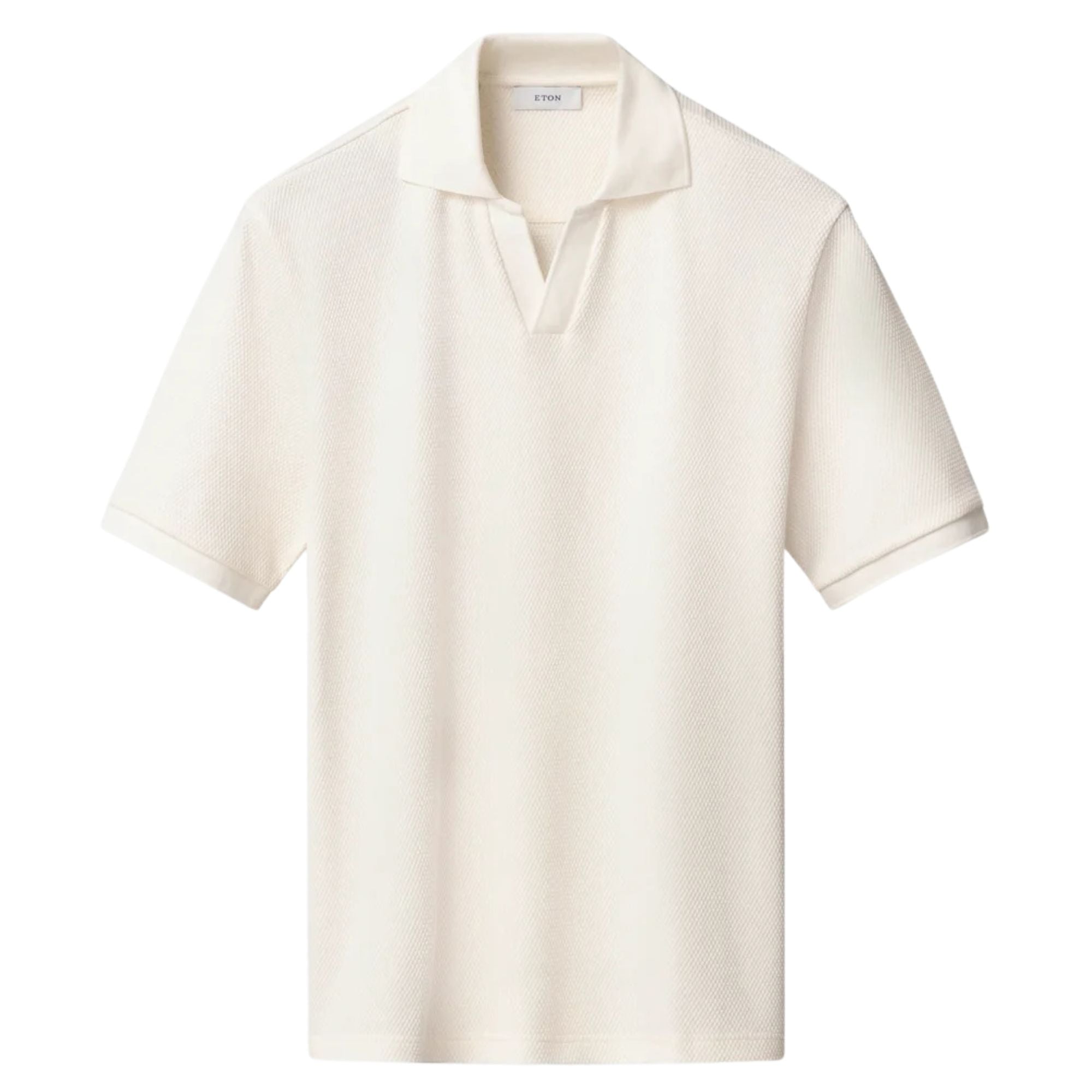 Eton - Off White Interlock Cotton Open Collar Knit Polo Shirt S/S POLOS Eton