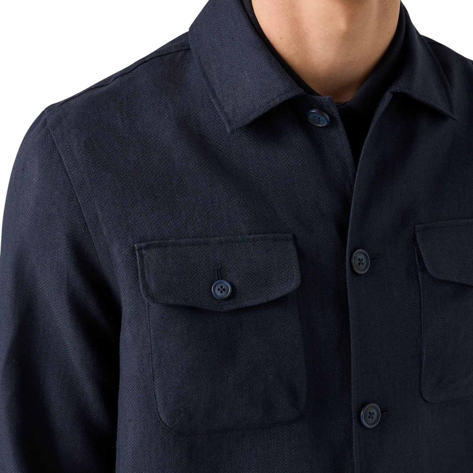 Eton - Navy Four Pocket Shirt Jacket L/S SHIRTS Eton