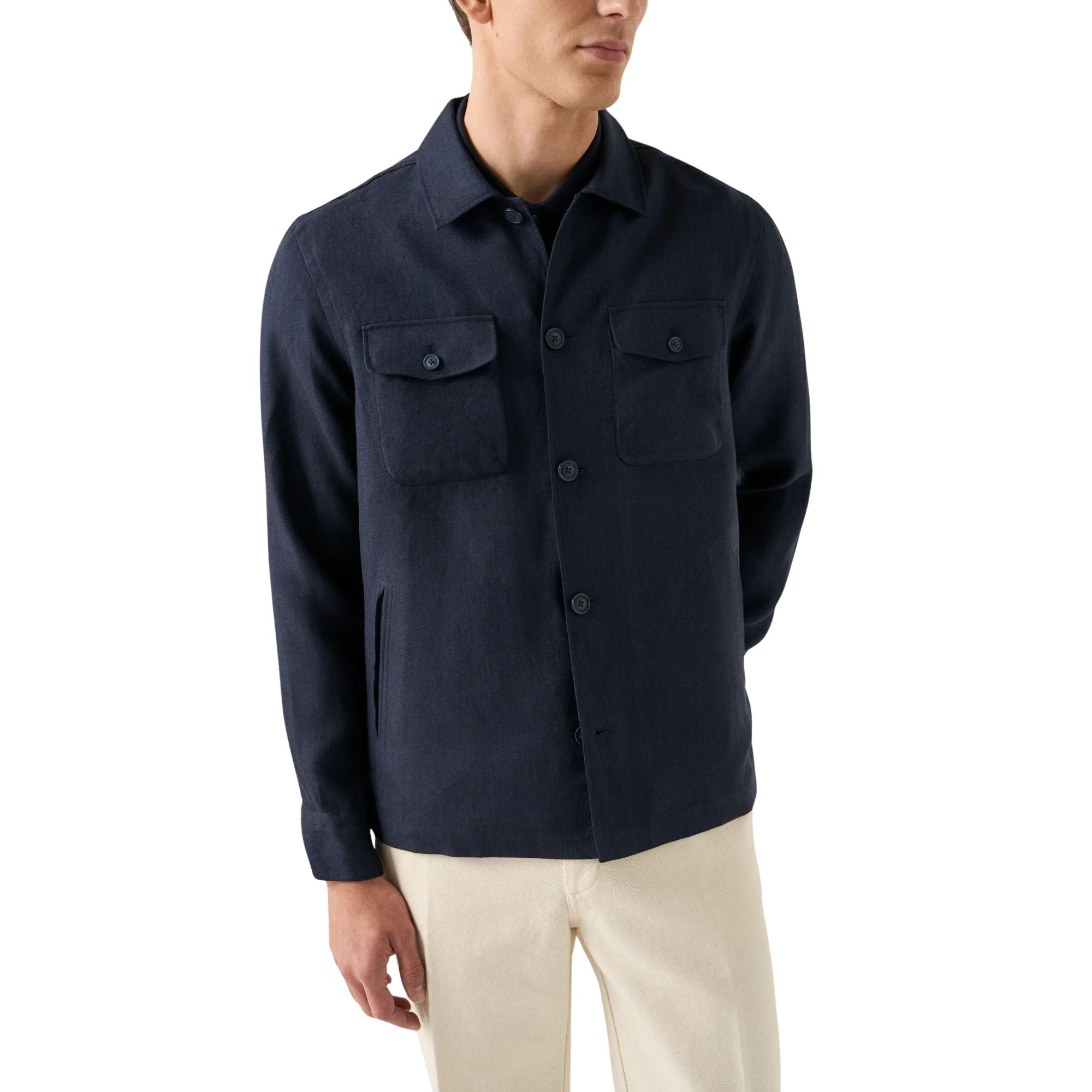 Eton - Navy Four Pocket Shirt Jacket L/S SHIRTS Eton