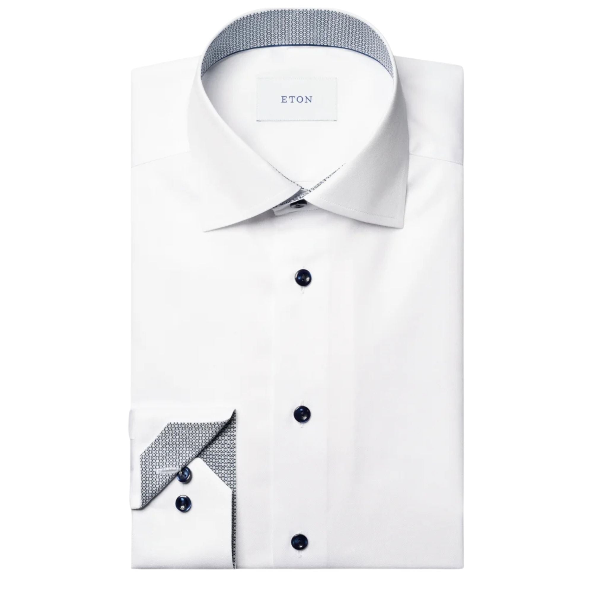 Eton - White Contrast Collar Signature Twill Slim Fit Shirt L/S SHIRTS Eton