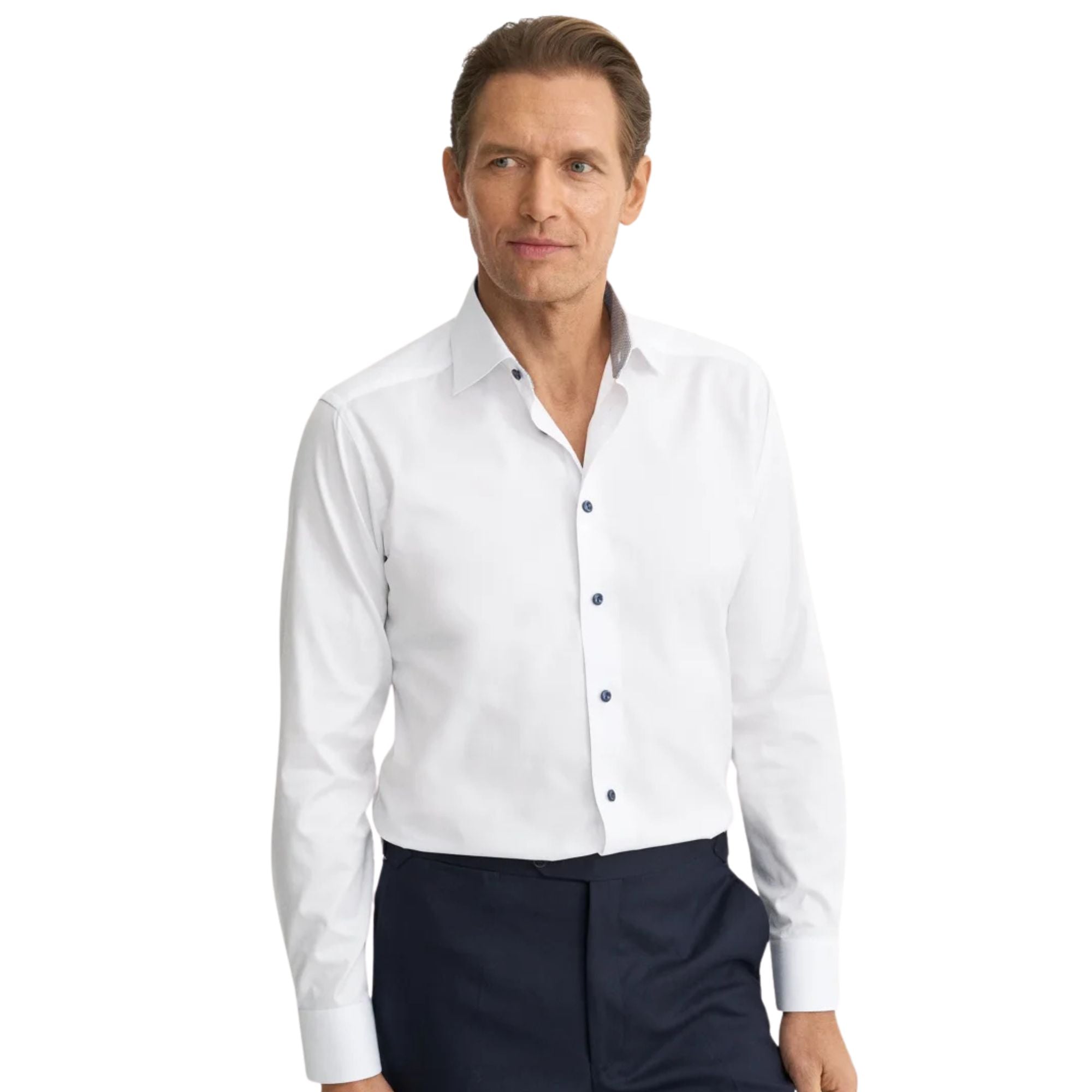 Eton - White Contrast Collar Signature Twill Slim Fit Shirt L/S SHIRTS Eton