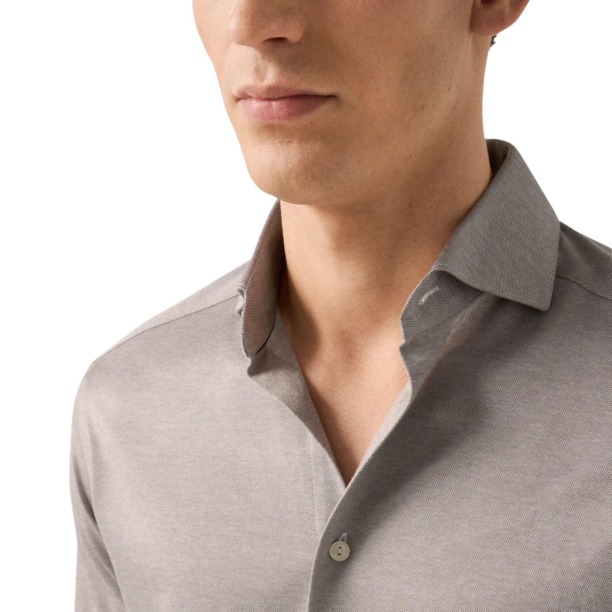 Eton - Brown Filo di Scozia Jersey Slim Fit Shirt L/S SHIRTS Eton
