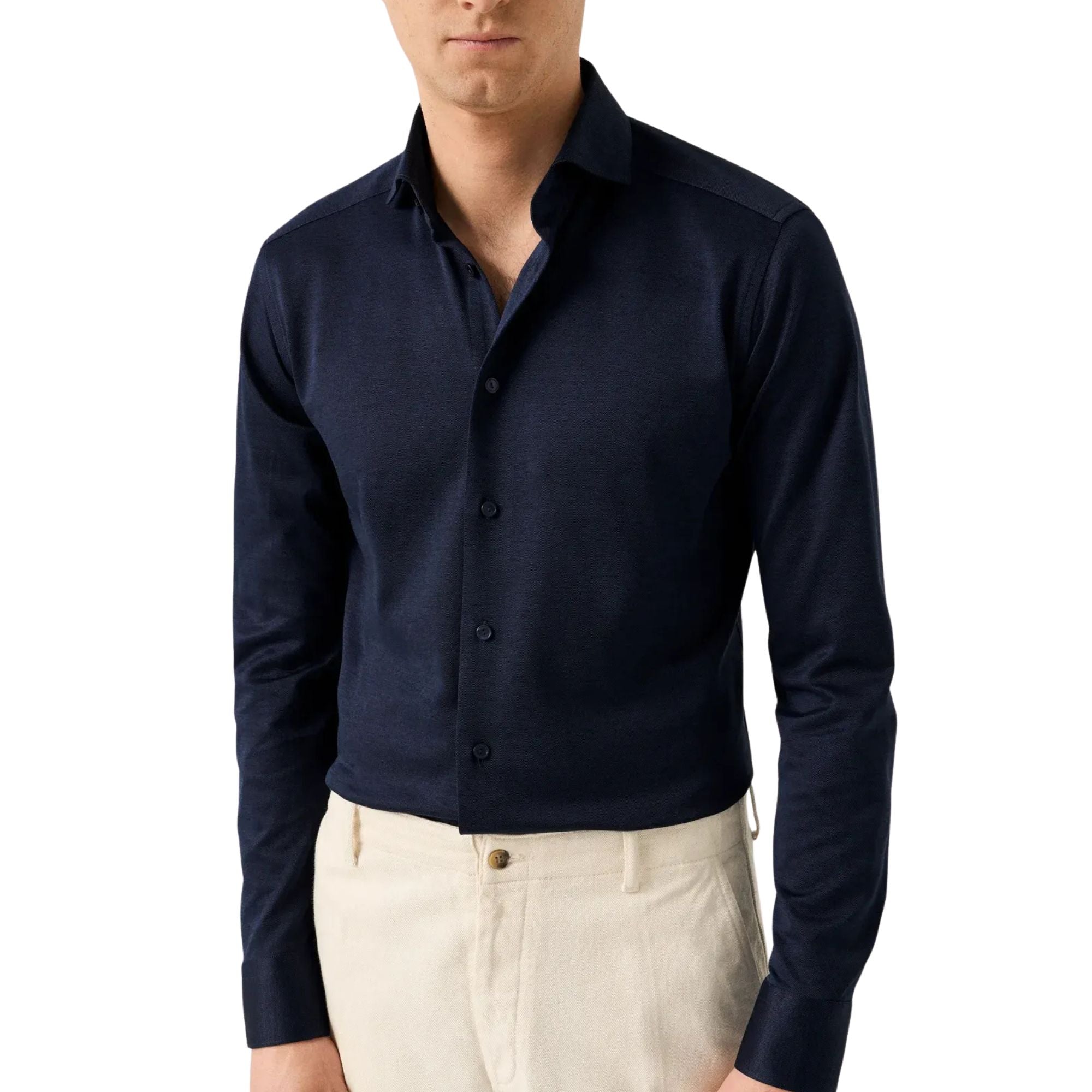 Eton - Dark Navy Filo di Scozia Jersey Slim Fit Shirt L/S SHIRTS Eton