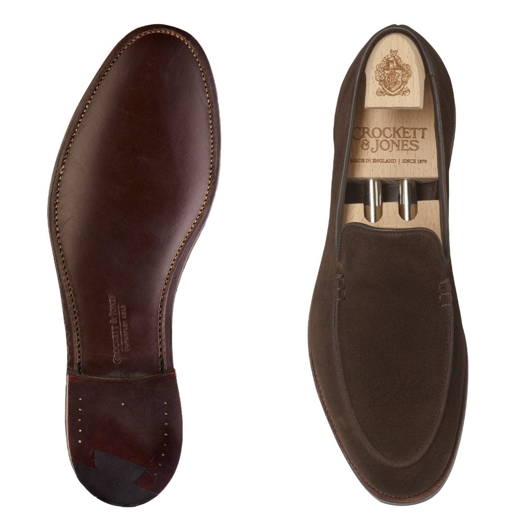Crockett & Jones - Salcombe Dark Brown Suede Loafer SHOES Crockett & Jones