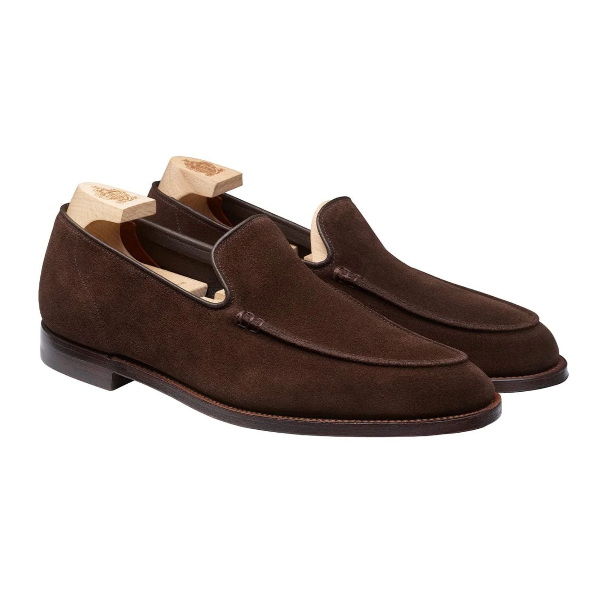 Crockett & Jones - Salcombe Dark Brown Suede Loafer SHOES Crockett & Jones
