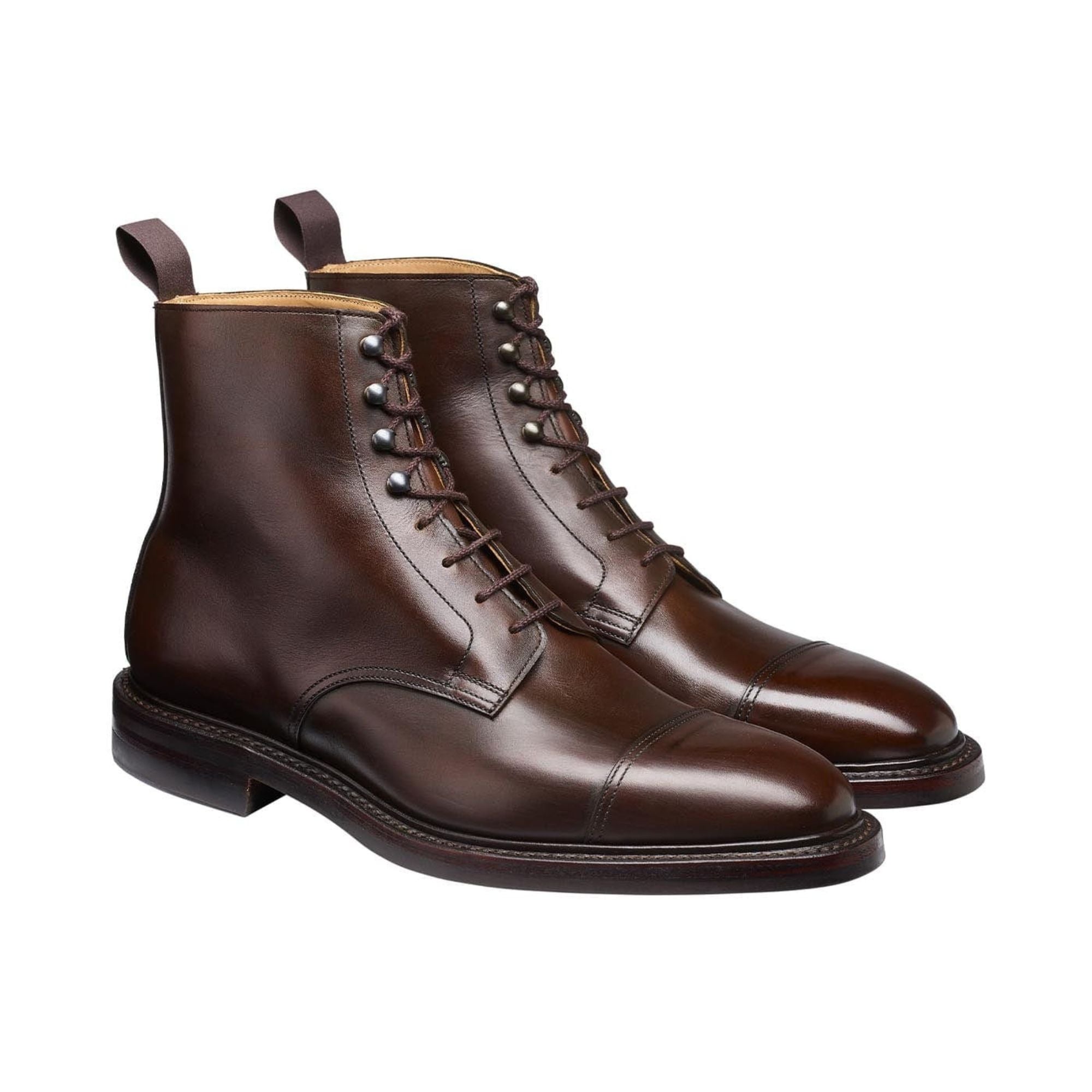 Crockett & Jones - Dark Brown Argyll Wax Calf Derby Boot SHOES Crockett & Jones