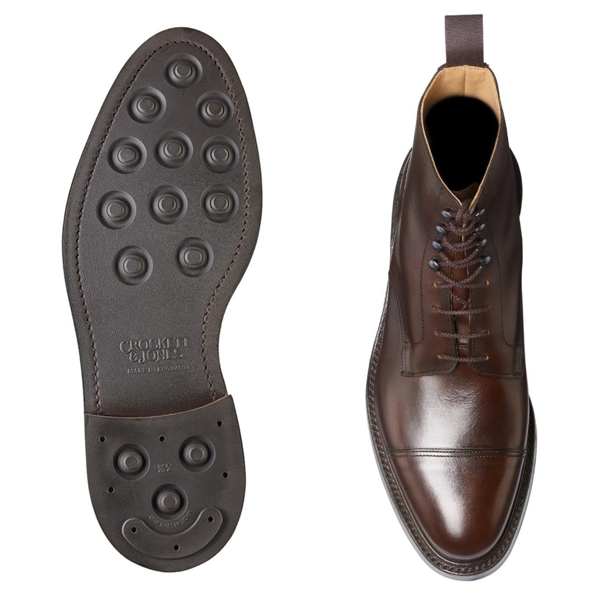 Crockett & Jones - Dark Brown Argyll Wax Calf Derby Boot SHOES Crockett & Jones