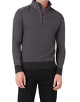 Belstaff - Charcoal Kilmington Merino Wool Quarter Zip Sweater KNITWEAR Belstaff