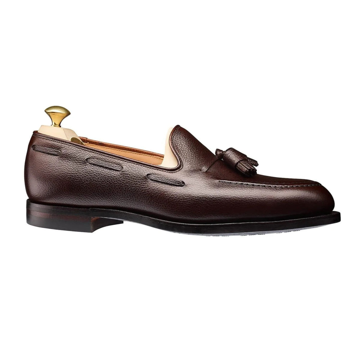 Crockett &amp; Jones - Cavendish Dark Brown Pebble Grain Tassel Loafer SHOES Crockett &amp; Jones