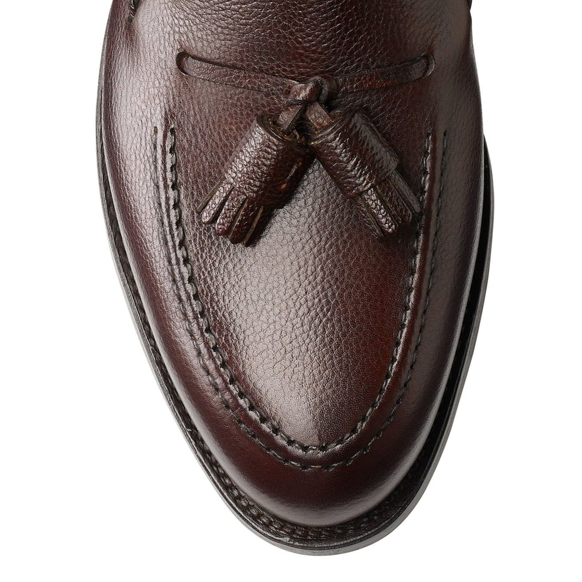 Crockett &amp; Jones - Cavendish Dark Brown Pebble Grain Tassel Loafer SHOES Crockett &amp; Jones