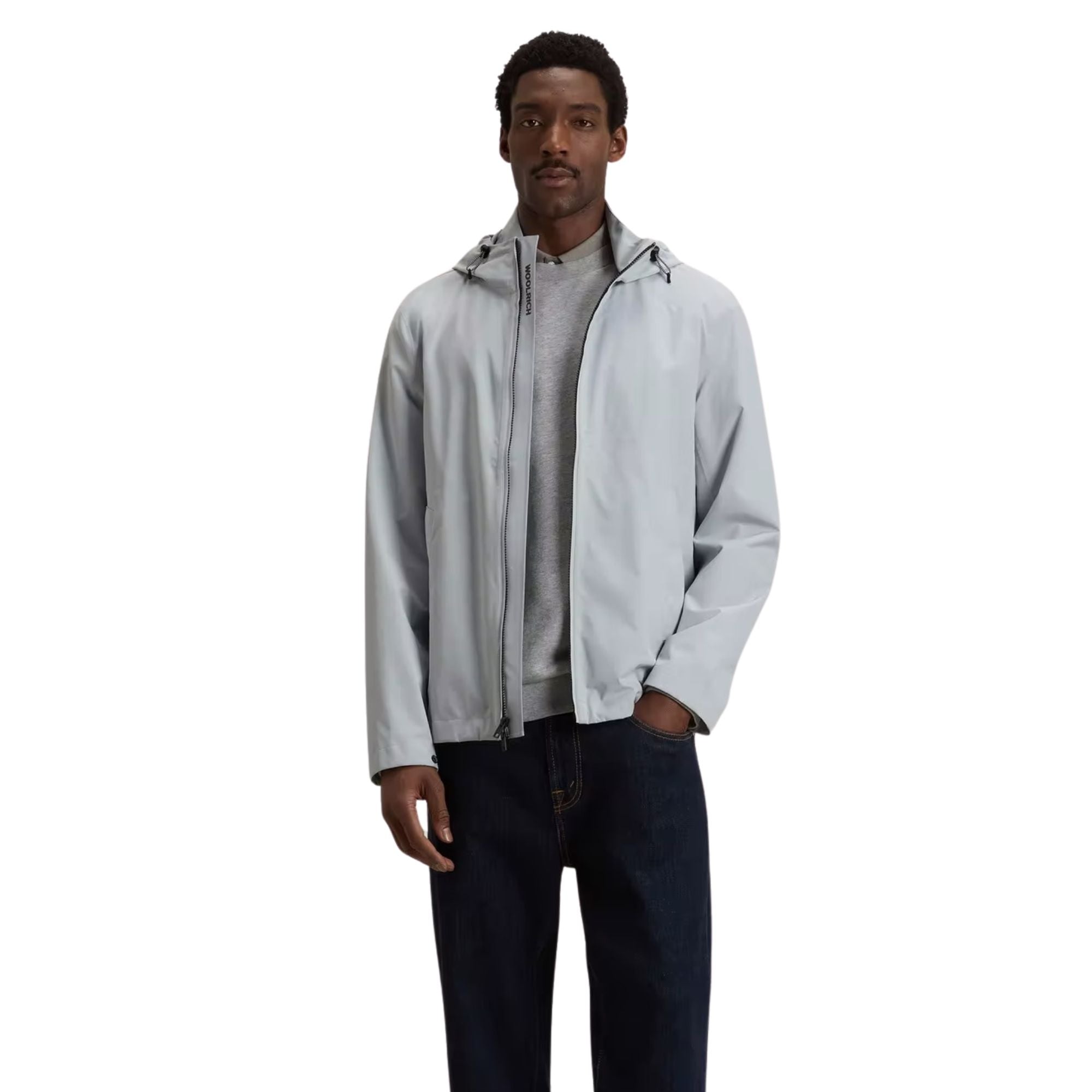 Woolrich - Light Grey Pacific Jacket in Two-Layered Fabric BLOUSONS WOOLRICH