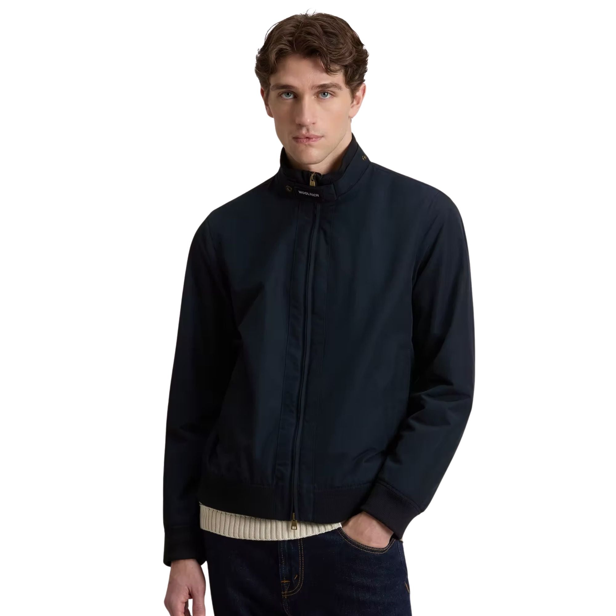 Woolrich - Navy Lewis Bomber Jacket in Light Ramar BLOUSONS WOOLRICH