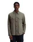 Woolrich - Smokey Olive Garment-Dyed Safari Overshirt in Cotton and Linen Blend L/S SHIRTS WOOLRICH