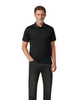 Belstaff - Black Mercerised Cotton Steel Polo S/S POLOS Belstaff
