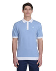 Sandbanks - Dusty Blue Tone 3 Button Knit Polo S/S POLOS Sandbanks