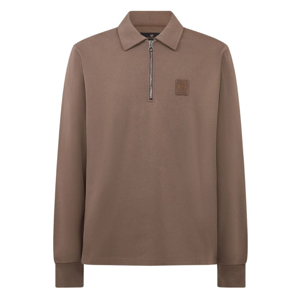 Belstaff - Curator Collared Sweatshirt in Major Brown – Supima Cotton Fleece SWEATS Belstaff