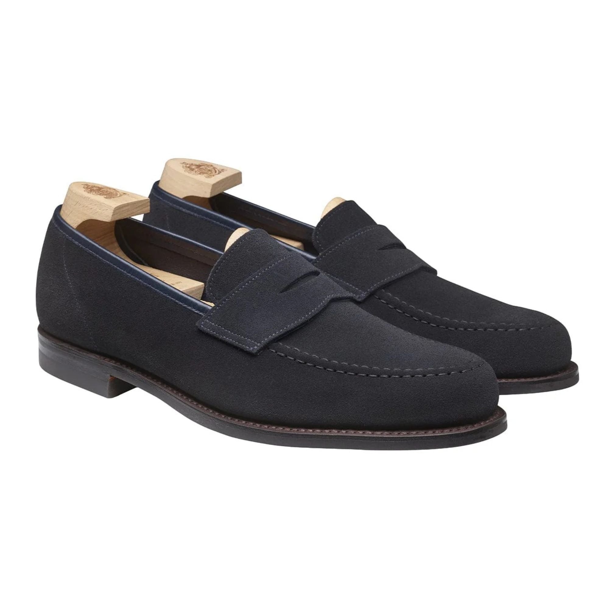 Crockett & Jones - Harvard II Navy Suede Penny Loafers City Sole SHOES Crockett & Jones
