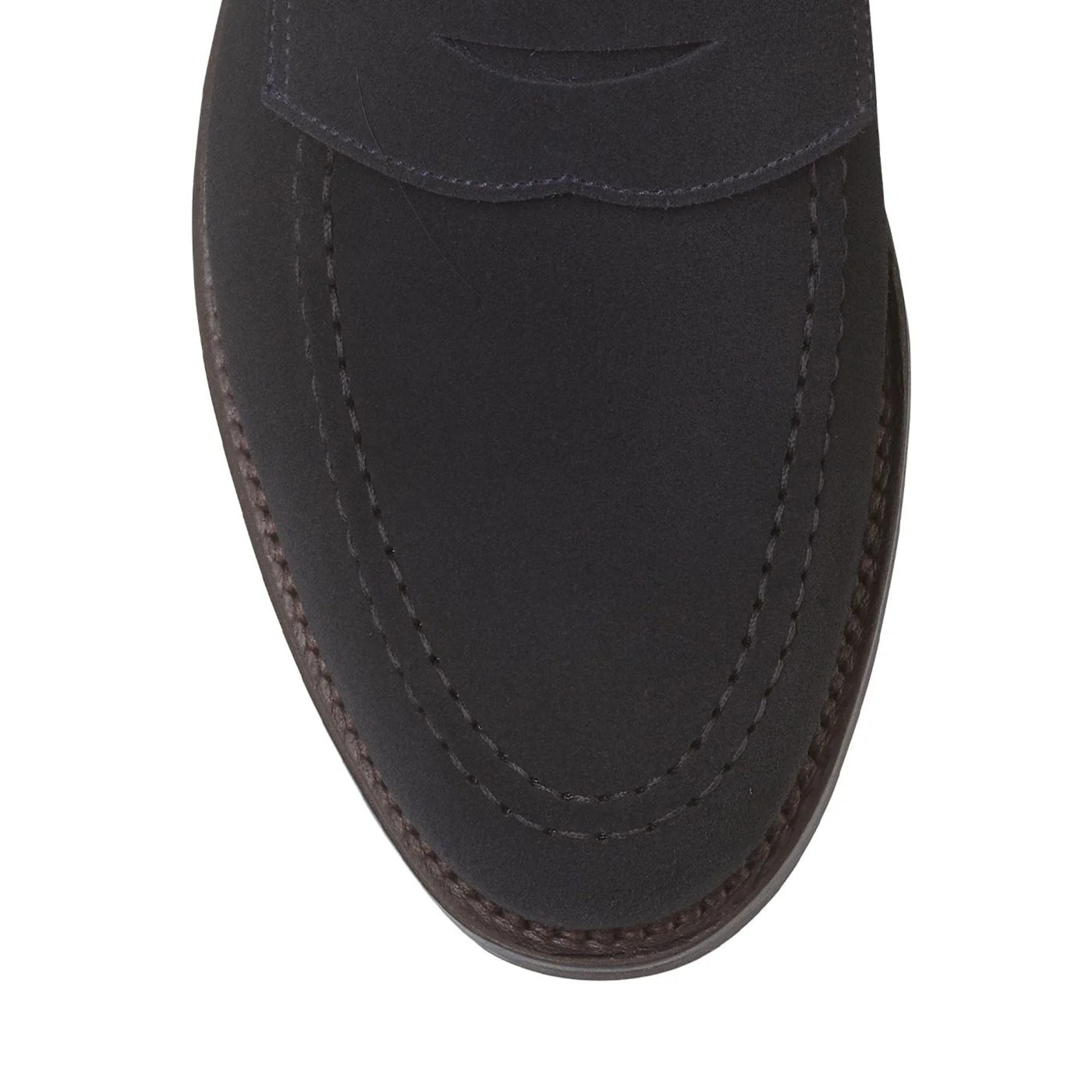 Crockett &amp; Jones - Harvard II Navy Suede Penny Loafers City Sole SHOES Crockett &amp; Jones