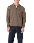 Belstaff - Curator Collared Sweatshirt in Major Brown – Supima Cotton Fleece SWEATS Belstaff