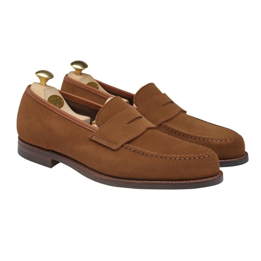 Crockett &amp; Jones - Harvard 2 Snuff Suede  Penny Loafer City Sole