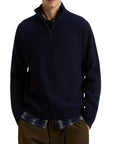 Woolrich - Navy Half-Zipper Turtleneck Sweater in Wool and Cashmere Blend