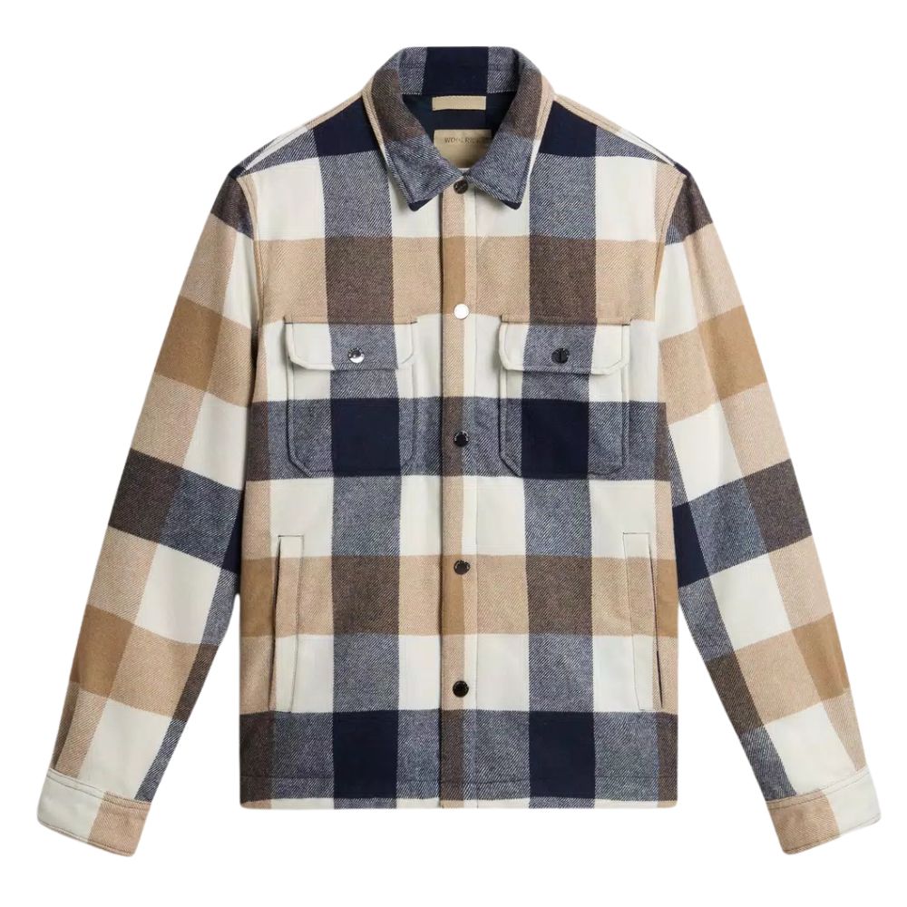 Woolrich - Alaskan Check Overshirt in Recycled Italian Wool Blend BLOUSONS WOOLRICH