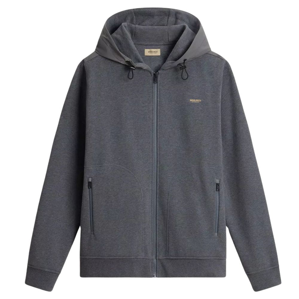 Woolrich - Charcoal Hybrid Pure Cotton and Nylon Hoodie SWEATS WOOLRICH