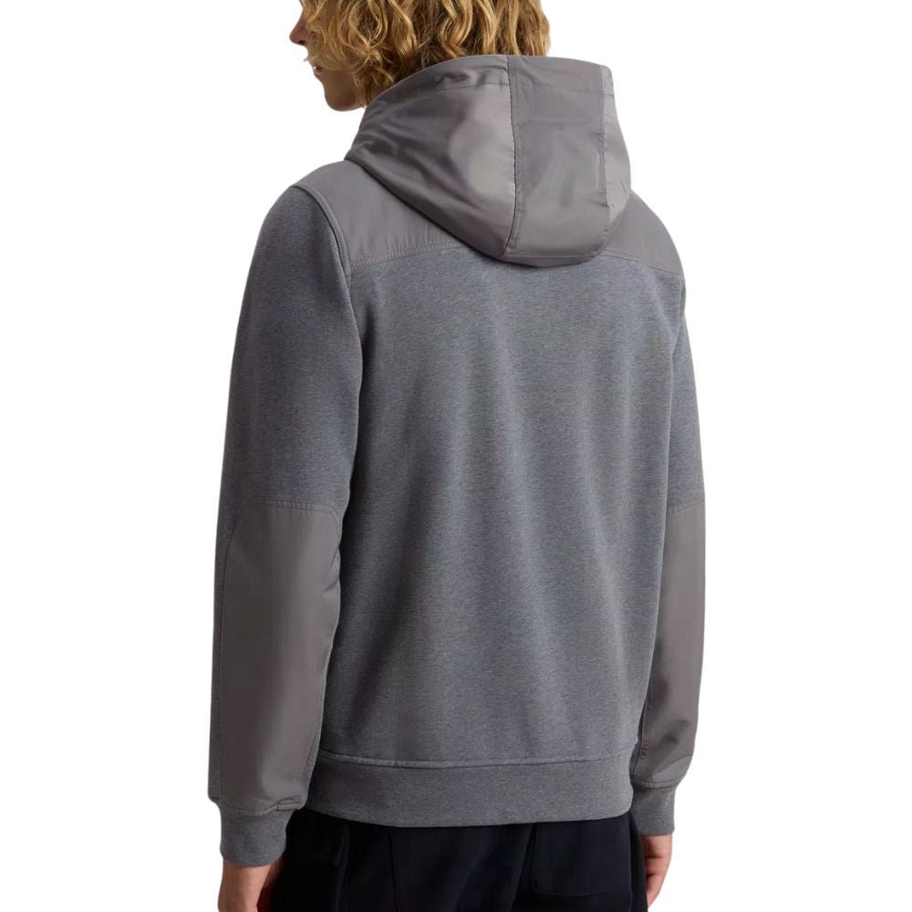 Woolrich - Charcoal Hybrid Pure Cotton and Nylon Hoodie SWEATS WOOLRICH
