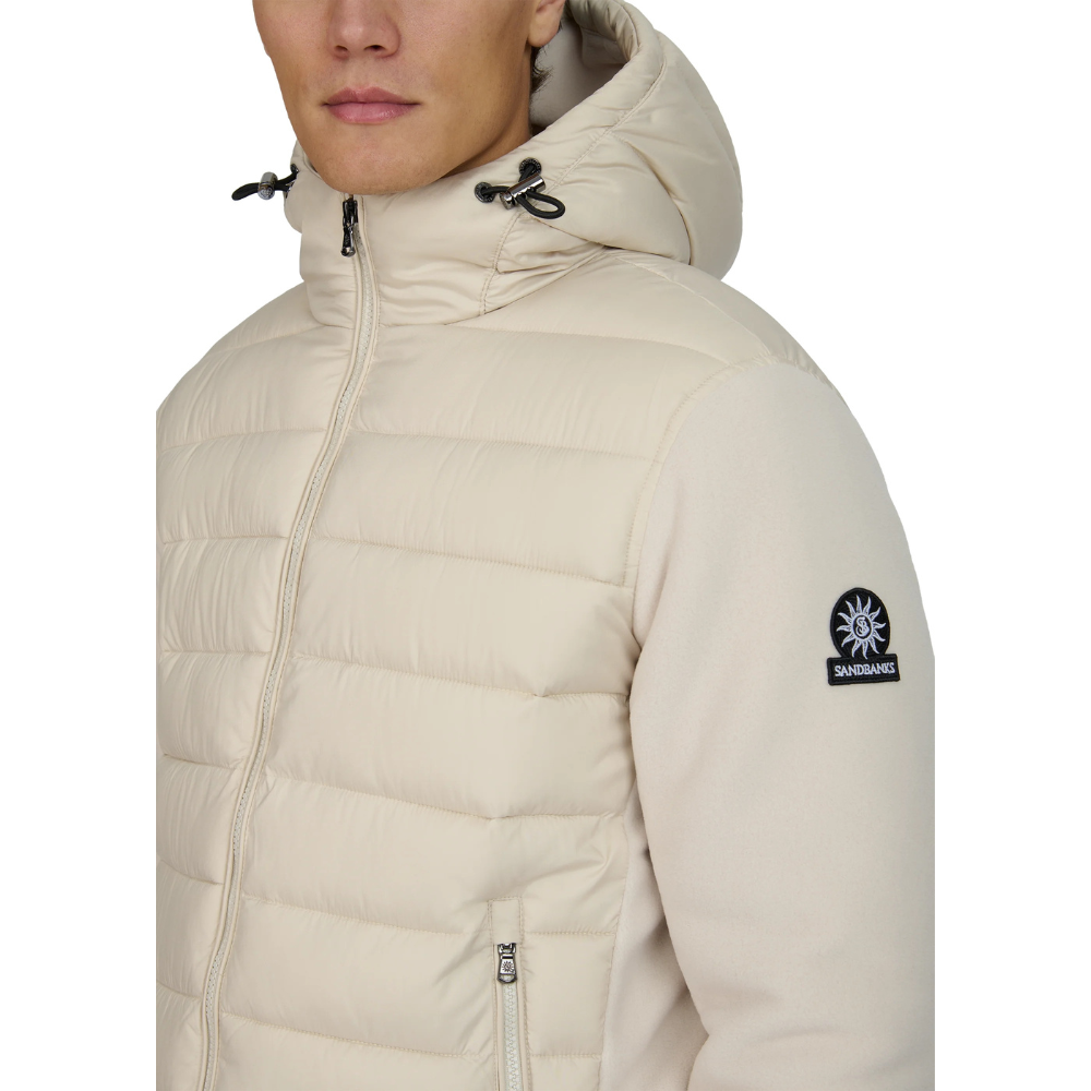 Sandbanks - Stone 'Cream' Outlander Polar Fleece Hooded Hybrid Jacket