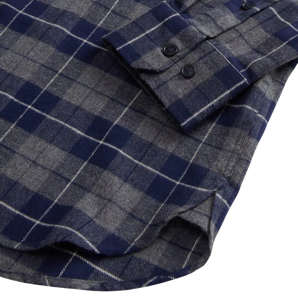 Woolrich - Navy Pure Cotton Flannel Checked Shirt L/S SHIRTS WOOLRICH
