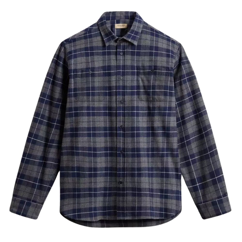Woolrich - Navy Pure Cotton Flannel Checked Shirt L/S SHIRTS WOOLRICH