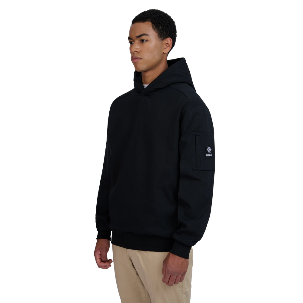 Sandbanks - Black Interlock Hoodie with Zip Pocket