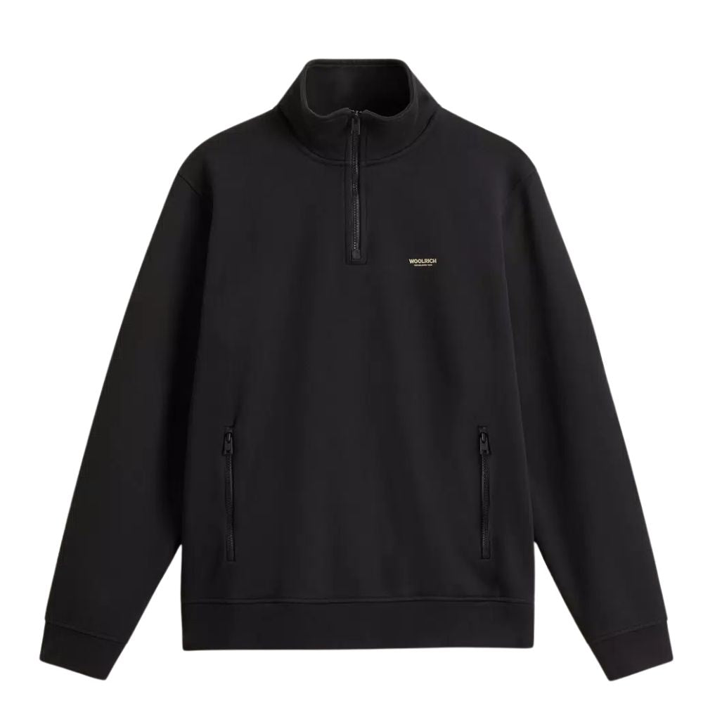 Woolrich - Black Hybrid Pure Cotton and Nylon Turtleneck Sweatshirt SWEATS WOOLRICH