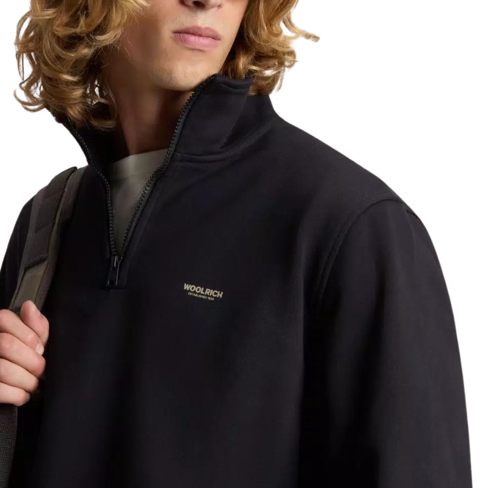 Woolrich - Black Hybrid Pure Cotton and Nylon Turtleneck Sweatshirt SWEATS WOOLRICH