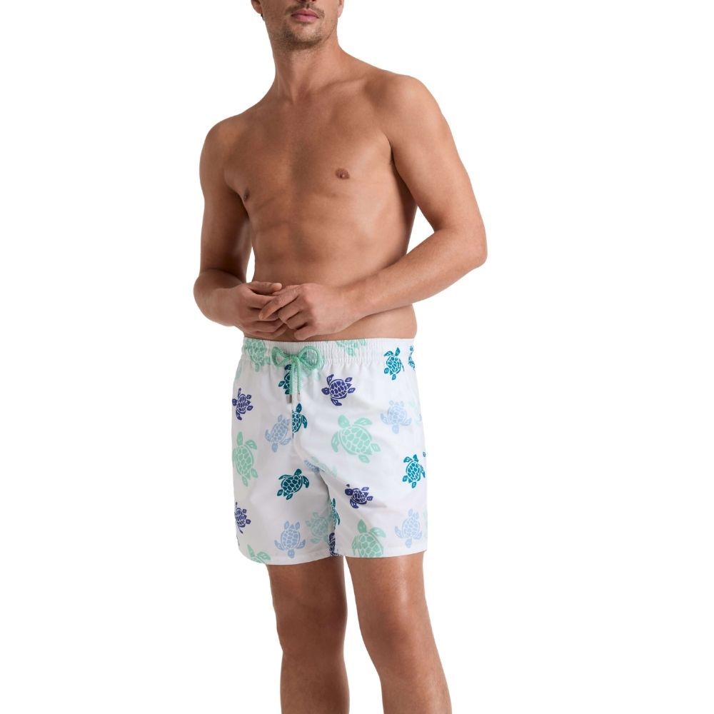 Vilbrequin - White Blue Multicolores Tortues 'Moorea' Men Swim Shorts SWIMWEAR Vilebrequin