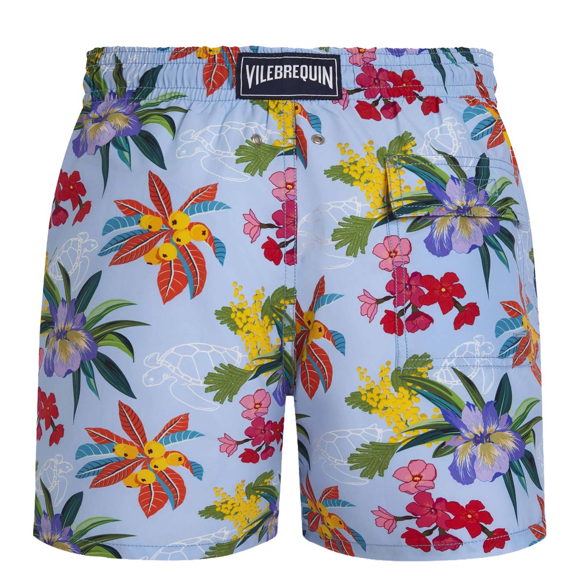 Vilebrequin - Light Blue Men 'Moorea' Garden Turtles Swim Shorts SWIMWEAR Vilebrequin